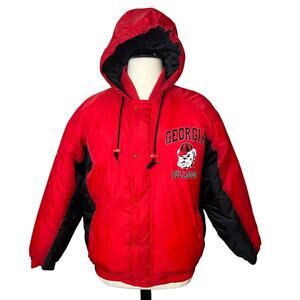 Apex GEORGIA BULLDOGS Red & Black Winter Puffer Jacket Large Logo
